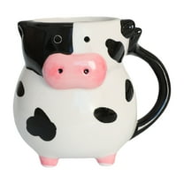 Glass Water Bottle,Cow Shaped Coffee Mug, 3D Novelty Ceramic Mug with Handle, 20oz Large Cute Animal Themed Tea Cup, Unique Gift for Milk Lovers, Farmers, Birthday (White, 585ml)
