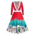 thumbnail image 1 of Vestir de manga más el tamaño de copo de nieve Noel larga a rayas Rosegal Vestidos Estampados Tallas Grandes, 1 of 5