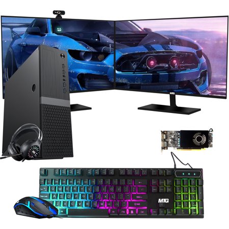 Gaming Desktop PC Intel Core i5 8th Gen  TechMagnet Heera  RX 550  16GB RAM  240GB SSD | 2TB HDD  MTG New 27 Inch 165HZ Gaming Dual Monitor  RGB Keyboard Mouse  Headphone  Webcam  Win 11 (Renewed)
