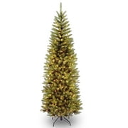 National Tree Company Artificial Pre-Lit Slim Christmas Tree, Green, Kingswood Fir, White Lights, Includes Stand, 7 Feet