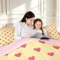 thumbnail image 4 of Manfei Classic Plaid King Size Comforter Sets,Lovely Heart Comforters King Size,Yellow Pink,Pink Reversible,3 Pieces,1 Comforter and 2 Pillowcases,3 Pieces,1 Comforter and 2 Pillowcases, 4 of 7