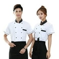 thumbnail image 3 of Jingsheng Chef Uniforms Women Short Sleeve Chef Coat Double Breasted Working Jacket Restaurant Kitchen Cooking Clothes Workwear White L, 3 of 9