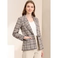 thumbnail image 3 of Blazers para mujer Chaqueta tipo blazer a cuadros con solapa con muesca Boyfriend Albaricoque claro blanco L, 3 of 6