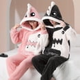 thumbnail image 2 of Conjunto de pijama con capucha para hombre y mujer, ropa de dormir gruesa con dibujos de dinosaurios, estilo coreano, holgada, para parejas, para invierno, 2 of 4