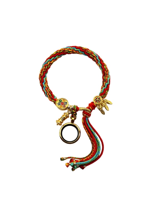Unique Handmade Tibetan Bracelet Bangle Charming Handcrafted Tibetan Bracelet with Pendant Fringe Hand Strings Adornment