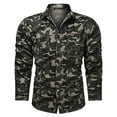 thumbnail image 2 of Penkiiy Men's Long Sleeve Button Up Camo Casual Dress Shirt Army Green Clearance, 2 of 4