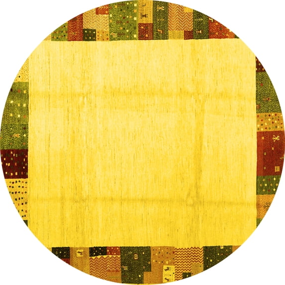 Ahgly Company Indoor Round Solid Yellow Modern Area Rugs, 6' Round