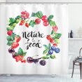 thumbnail image 1 of Fruit Shower Curtain, Hand Drawn Watercolor Style Berries with Foliage Leaves Eco Themed Fresh Natural Food, Fabric Bathroom Set with Hooks, 69W X 84L Inches Extra Long, Multicolor, by Ambesonne, 1 of 3