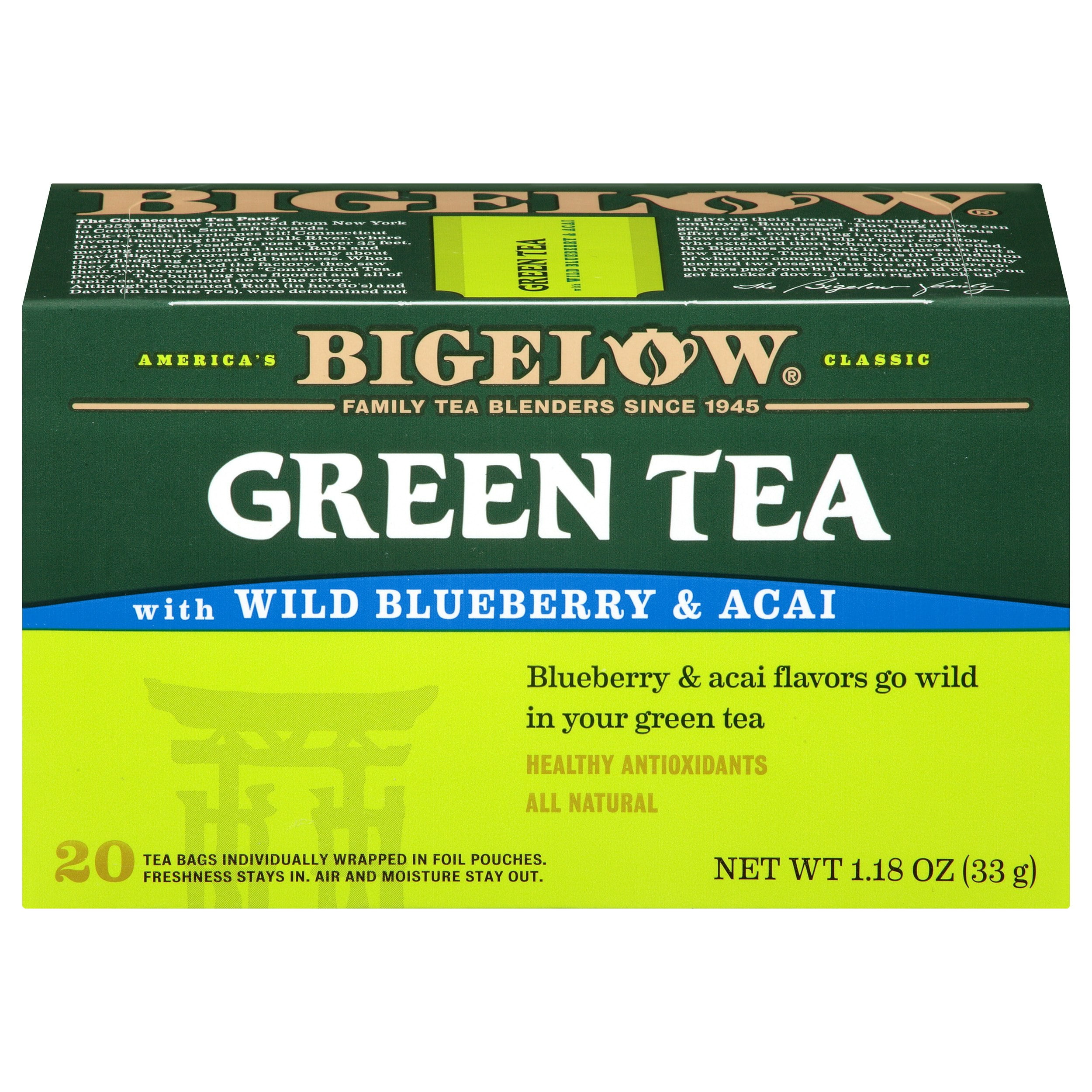 Bigelow Green Tea Blueberry 20 Bags 1 oz (Pack of 12)