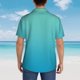 thumbnail image 4 of Fotbe Teal Turquoise Camisa Hawaiana para Hombre Unisex – Camisa Casual de Verano con Botones de Manga Corta de Algodón y Lino,Large, 4 of 7
