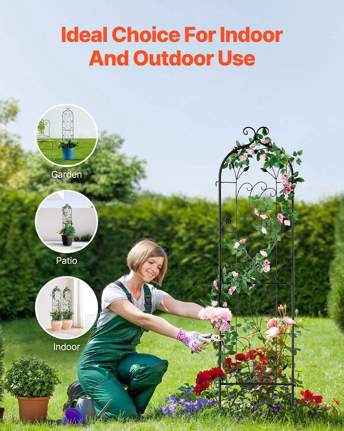 Rustproof Metal Garden Trellis 60x15 Inches 2 Pack for Climbing Plants Roses Cucumbers Clematis Outdoor Decorative Support