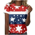 thumbnail image 2 of Cavosen 4th of July Tops for Women Petite Red White and Blue Short Sleeve Crew Neck Shirts USA Star Striped Graphic Tops Lady XL Patriotic Casual T Shirts Independence Day Tunic Tees, 2 of 5