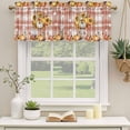 thumbnail image 2 of Fall Curtain Valances for Windows, Kitchen Valance Window Treatments Panel 2 Pack, Thanksgiving Sunflower Pumpkins Botanical Plaid Rod Pocket Short Curtains for Bathroom Bedroom 42 x 12 Inch, 2 of 8