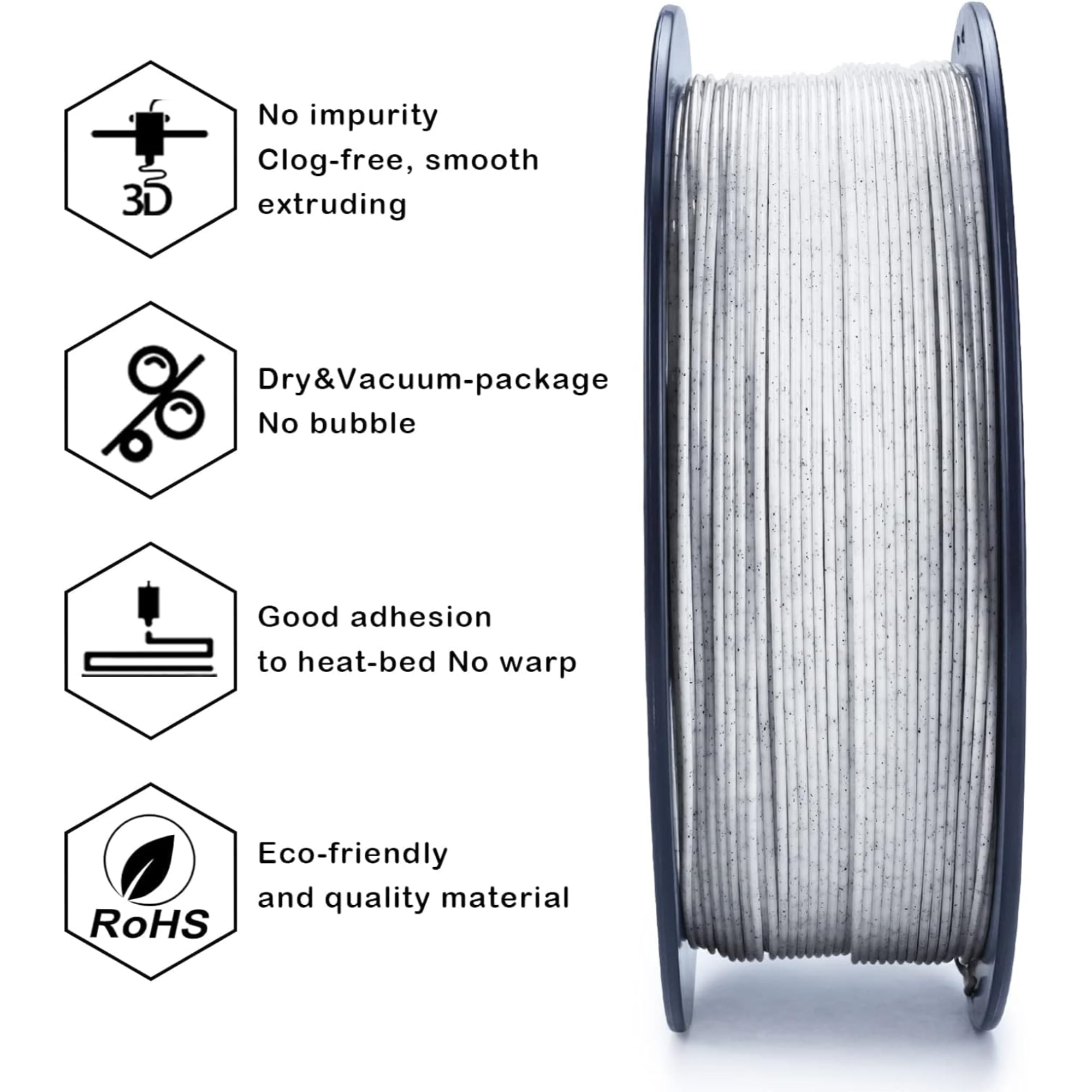 Ziro ''''Stone'''' Series Marble PLA Filament, 1.75mm, 1kg Spool, Dimensional Accuracy +/- 0.03mm