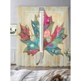 thumbnail image 2 of Maple Leaf Sheer Curtains 84 inches Long 2 Panels Set Medieval Vintage Floral Background Sheer Window Curtain Rod Pocket Voile Drapes for Living Room/Bedroom, Each 52" W x 84" L, 2 of 7