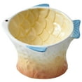 thumbnail image 1 of Cuenco de cerámica para gatos, utensilios para proteger las vértebras cervicales, olla para comer comida para gatos, cuenco para gatos con peces de colores, 1 of 5