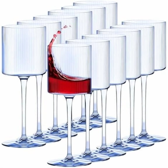 Plastic Goblets Wine Glasses - 12Oz Acrylic Wine Glasses Origami Unbreakable Clear Plastic Cocktail Glasses Recyclable Shatterproof Reusable Wine Cups for Parties & Weddings (Blue)