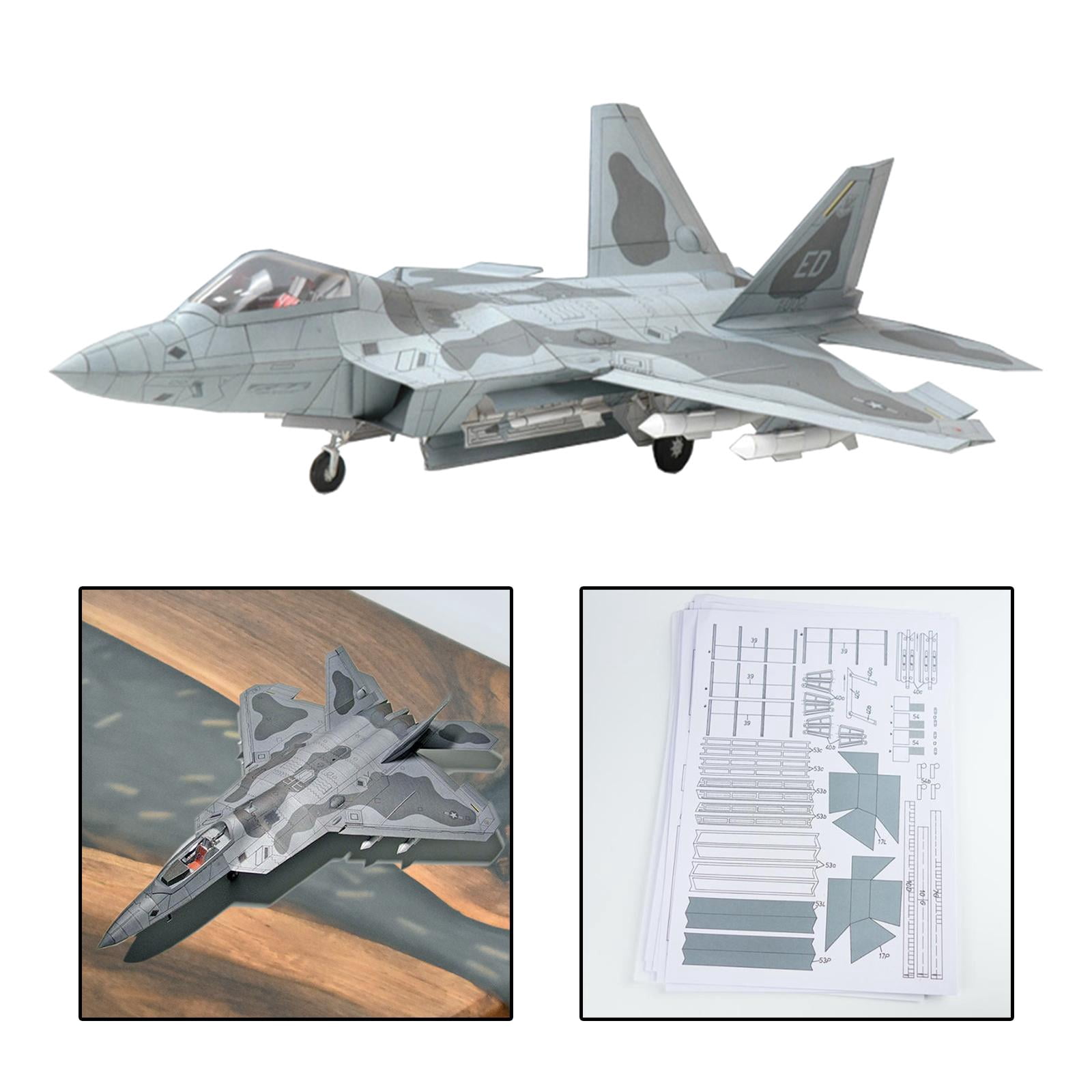 LeeQinersw 1:3 3D F22 Fighter Assemble Paper Model Kit,Building DIY Assemble Education Toys