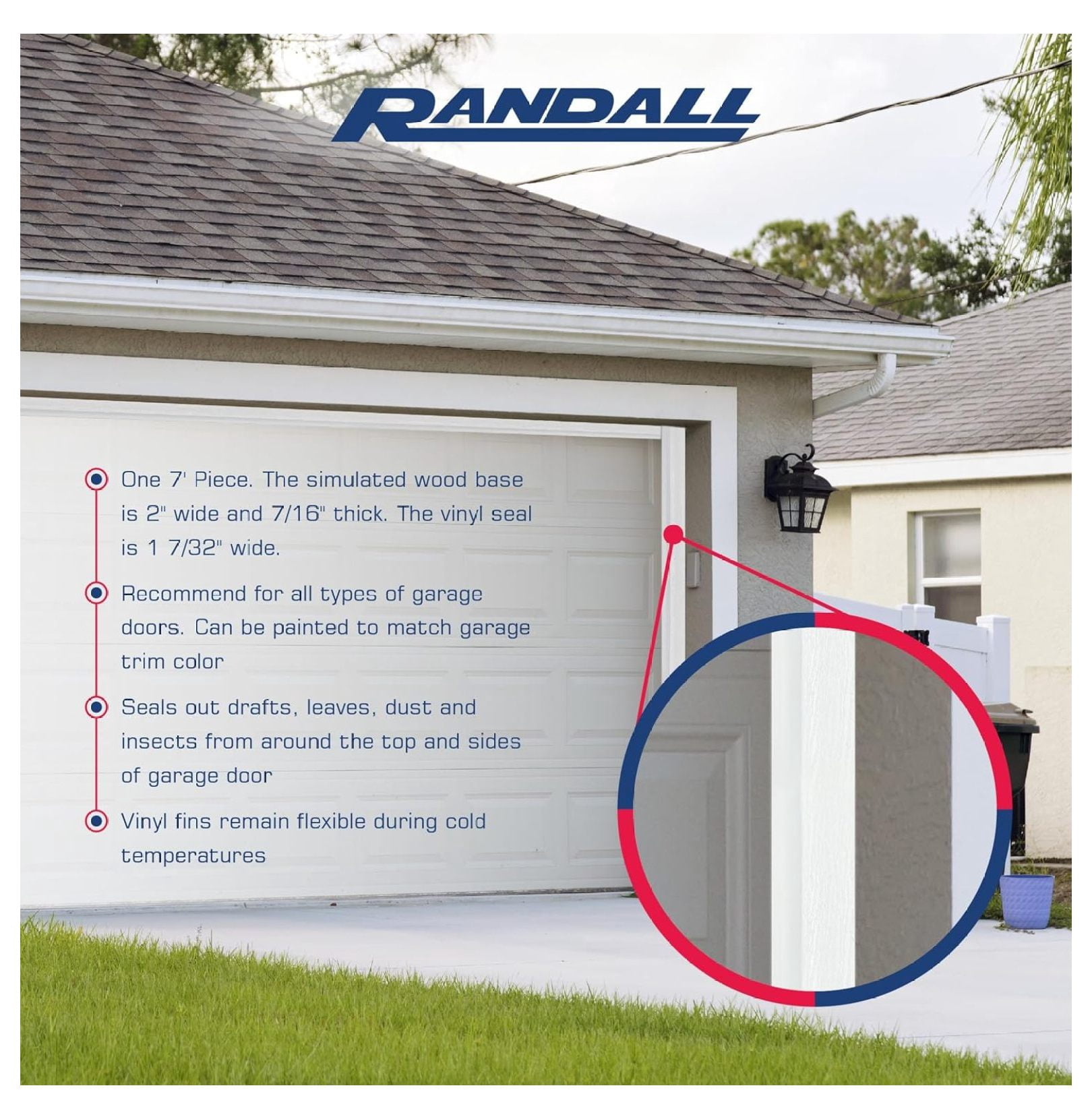 7-Foot Vinyl Uniflex Vinyl Garage Seal for Top and Sides (Bright White)