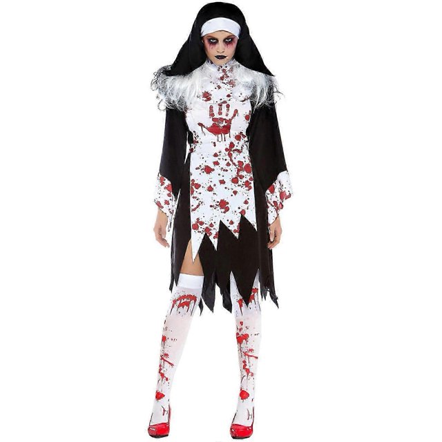 Blood Stained Nun Vampire Costume Game Uniform Halloween Cosplay Costume