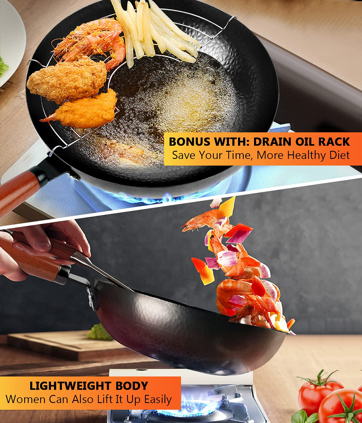 TAIMASI 14-Piece Carbon Steel Wok Pan Set photo 7