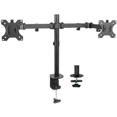 VIVO Full Motion Dual Monitor Desk Mount VESA Stand with Double Center Arm Joint | Fits 13