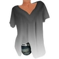 thumbnail image 2 of Itsame Short Sleeved Undershirt Tops for Womens Shirt Comfortable Printed Relaxed V-neck T-Shirt Blouses Gray Size 2XL, 2 of 5