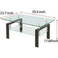 thumbnail image 3 of Glass Coffee Table, Rectangle 2-Tier Tea Tables, Modern Side Coffee Table with Metal Legs for Living Room (Clear Top), 3 of 11