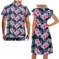 thumbnail image 4 of Yuyamidu Hawaiian Vacation Matching Outfits Hawaiian Floral Pattern Mens Casual Shirts Womens Hawaiian Floral Maxi Dress Hawaiian Floral Matching Couples Outfits Ruffle Sleeve, Size 5XL, 4 of 8