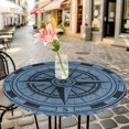 thumbnail image 6 of Blue Compass Nautical Round Tablecloth for 36-44 Inch Tables, Fitted Table Cover with Elastic Edge, Coastal Vintage Waterproof Outdoor Table Cloth Protector for Patio Garden Dinner Picnic, 6 of 9
