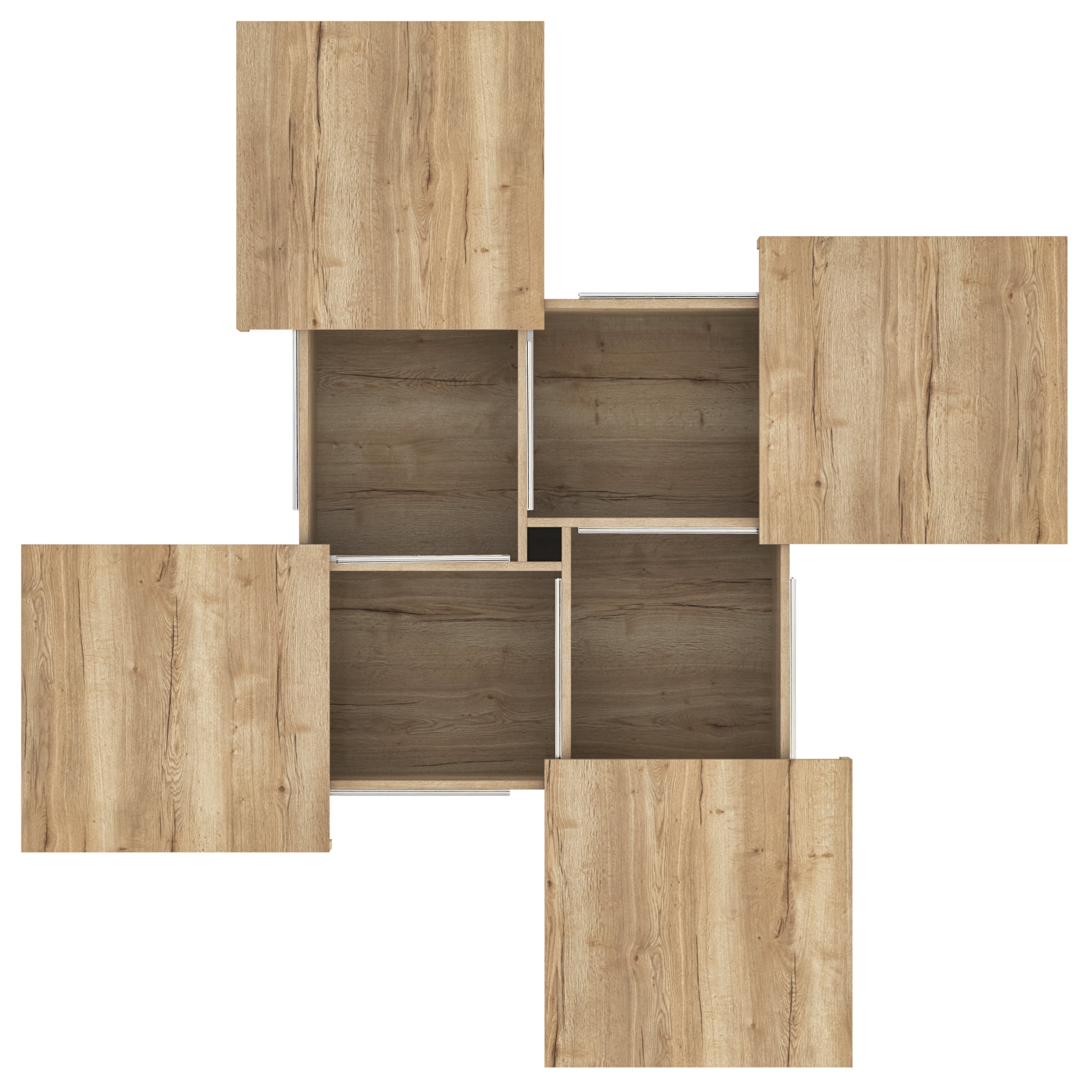 Euroco Square Veneer Coffee Table Sliding Top with Storage in Natural Wood Grain 39.4''