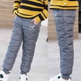 thumbnail image 2 of Odeerbi Kids Pants Autumn Winter Baby Girls Boys Solid Color High Waist Plush Down Cotton Pants Thickened Thermal Cotton Pants Liner Gray, 2 of 6