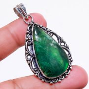 Green Paradise Pear Shape Gemstone Handmade Fashion Pendant Jewelry 2.30" SA 672