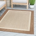 thumbnail image 6 of 8ft Round Water Resistant, Large Indoor Outdoor Rugs for Patios, Front Door Entry, Entryway, Deck, Porch, Balcony | Outside Area Rug for Patio | Brown, Solid Border | Size: 7'10'' Round, 6 of 6
