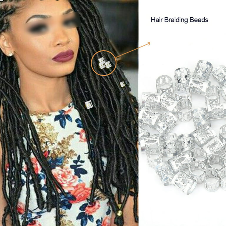 50pcs Kids' Braiding Hair Rings, Decorative Aluminum Hair Clips For Girls'  Braids, Silver Color