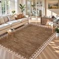 thumbnail image 2 of COZONY 5'x7' Modern Bordered Area Rug, Non-Slip Washable Low Pile Soft Carpet for Bedroom & Living Room, Brown, 2 of 8
