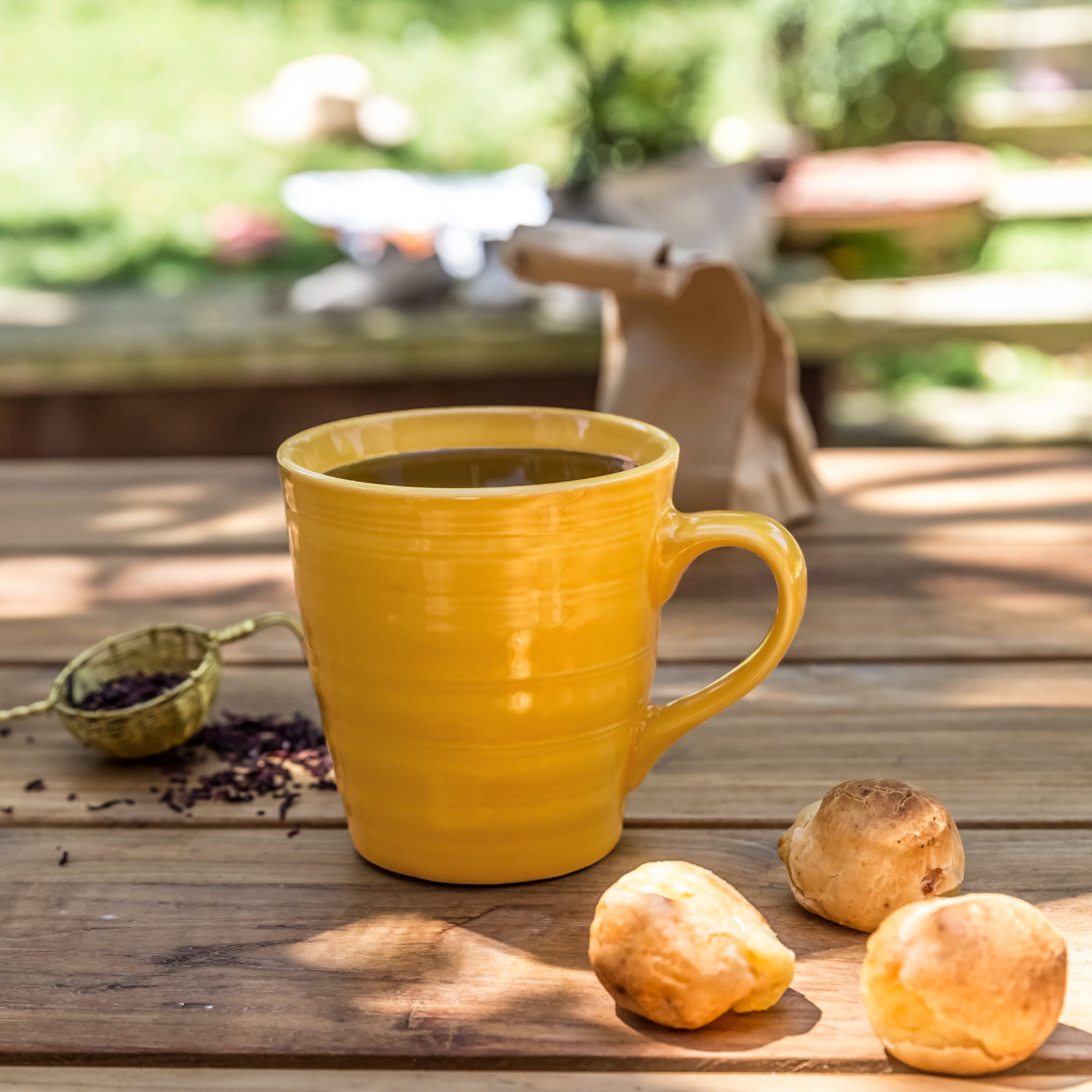 Buy Woven Paths Farmhouse Style Mugs, Yellow, Set of 4 Online at Lowest