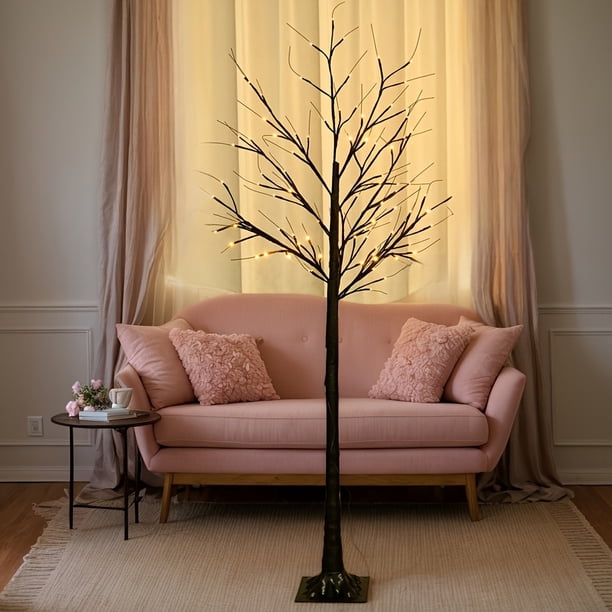 Lámpara de pie LED con forma de árbol de abedul en tamaños de 121.92cm, 152.4cm y 182.88cm, un árbol de abedul artificial adornado con luces, ideal para decoración del hogar, bodas,
