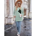 thumbnail image 3 of MOUSYA Cat Sweatshirt Women Funny Black Cat Graphic Sweater Casual Cat Crewneck Holiday Long Sleeve Hoodie Pullover Top, 3 of 7