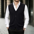 thumbnail image 2 of Atkumj Men's Sweater Vests Trendy Solid Color Button Down Knit Vest with Front Pockets Casual Comfortable V Neck Sleeveless Sweater Vest 2XL, 2 of 8