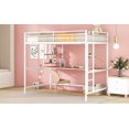 thumbnail image 4 of Full Loft Bed with Desk and Shelves, Metal Loft Bed Frame with Full-length Guardrail and 4-Step Ladder for Kids Teens, Loft Bed with Desk Underneath&Storage for Bedroom Dorm, White, 4 of 7