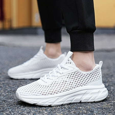 

Yolai Men Sports Shoes Fashionable And Simple Solid Color Hollowed Out Mesh Breathable And Comfortable Flat Bottom Lace Up