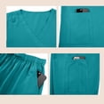 thumbnail image 4 of Fgvctg Womens Scrubs Plus Size Nursing Uniforms Stretchy V Neck Yoga Scrub Pants and Tops Scrub Sets Medical Uniforms Scrubs for Tall Women Turquoise XL, 4 of 5