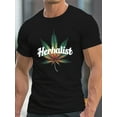 thumbnail image 2 of Herbalist Letter and Leaf Pattern Printed T-shirt, Summer Cotton Loose Versatile Short-sleeved, Inside The Trend of Bottoming Shirt Sports Tops, 2 of 12