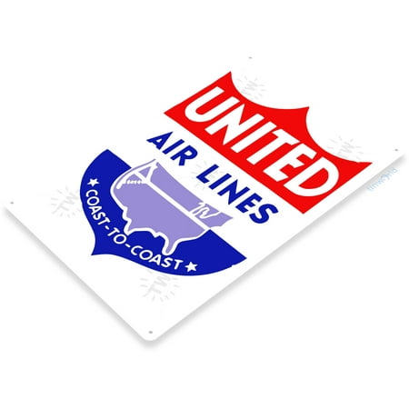 TIN SIGN United Air Lines Retro Metal Sales Service Auto Shop Garage (United Best Auto Sales Inc)