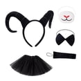 thumbnail image 4 of Diadema con cuernos de antílope, disfraz de animal, falda con cola de lazo para actuación en Halloween Negro, 4 of 8