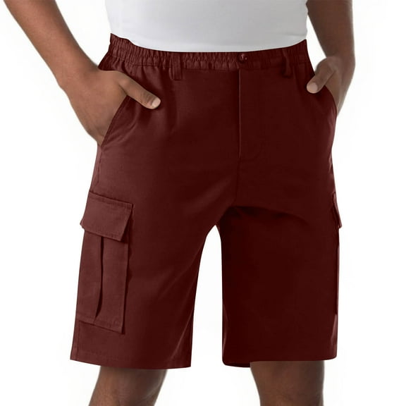 Simua Men's Cargo Shorts | Elastic Waist Button Zipper Multi-Pocket For Outdoor Casual All Seasons