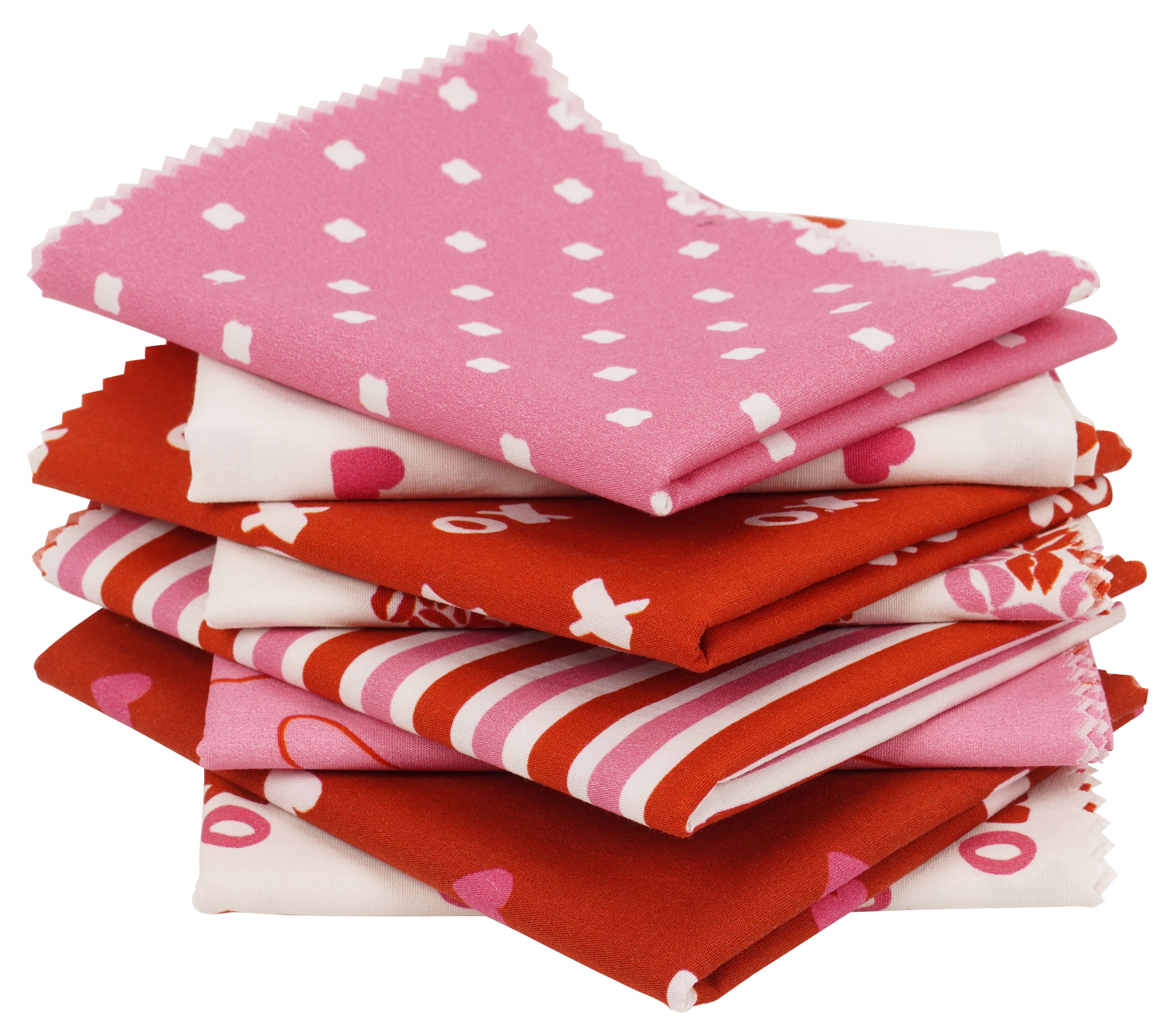 Soimoi 8 Pc Fat Quarter Bundle-Valentine Love ThemePrint 18"x 22"DIY Patchwork-100% CottonPre-Cut Quilting Fabric Pink-White & Red