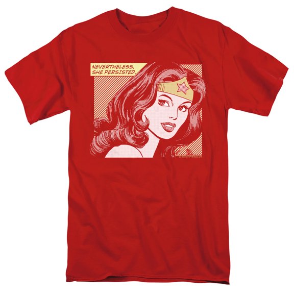 Wonder Woman She Persisted Unisex Adult T Shirt, Red, 4X-Large