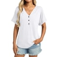 thumbnail image 4 of Camiseta TICTICMISS para mujer de manga corta con cuello en V, color blanco, 4 of 5